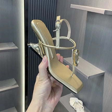 Jewel One Strap Sandals Summer New Square Toe Clip-Toe Non-Slip Special Heel Women's Shoes