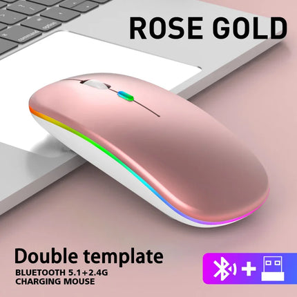 Wireless Mouse 2.4GHz Bluetooth Rechargeable Mouse Quiet Ergonomic Gaming Mouse With USB Backlight 1600DPI Mouse - product im