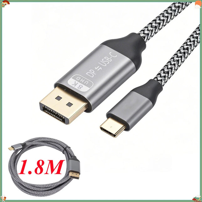 USB C to DP 2.1 Cable 8K@60Hz 4K@144Hz