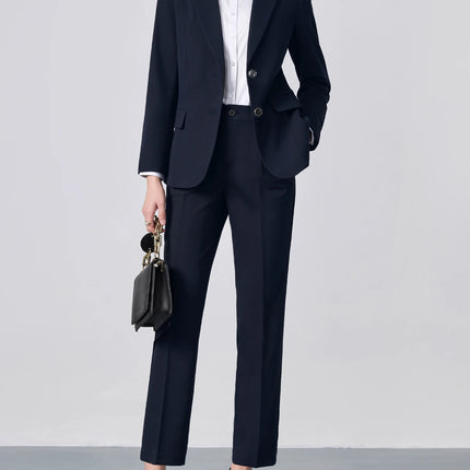 Single-Breasted Notch Lapel Suit Set: Slim-Fit Blazer & Formal Trousers, Minimalist Commuter Style with Elegant Sophistication