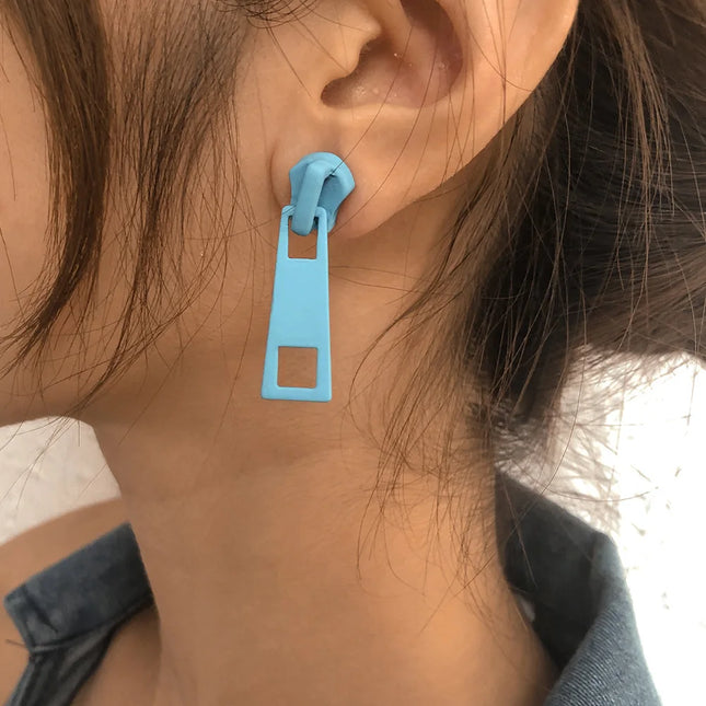 Personality Zipper Stud Earrings Fashion Jewelry For Women Unusual Earrings 2026 Geometry Ear Ring Pop - product image 2