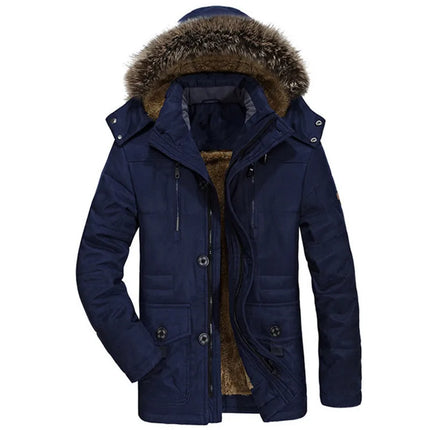 Winter Men's Down Jacket High-quality Long Thicken Warm Hooded Parka Male Fitted Multi Pocket Work Jacket 7XL Men Winter Coats