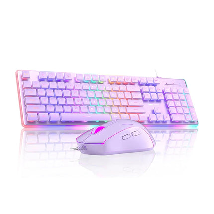 MageGee Gaming Keyboard and Mouse 104 Keys RGB 6 Speed Mouse Combo Pudding Keycaps Silent Computer Keyboard PC - product imag