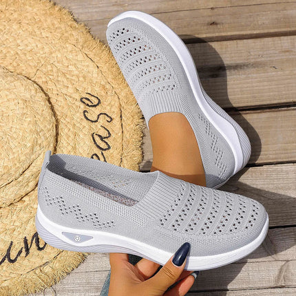Women's Breathable Knit Sneakers Spring Summer Lightweight Casual Walking Shoes Microfiber Durable All Season Outdoor Daily