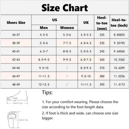 Crossband slipper size chart with foot lengths and measuring instructions