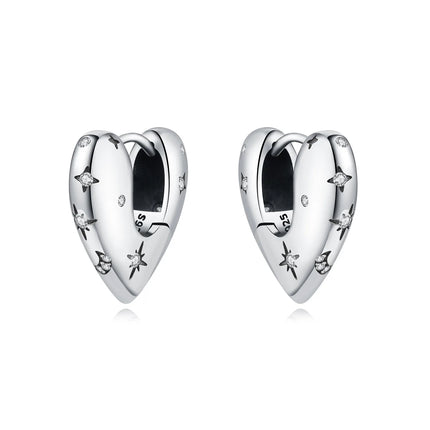 925 Sterling Silver Star Moon Heart Shape Earrings Jewelry Versatile Hoop Earrings For Women Jewelry Fine Birthday Party Gifts