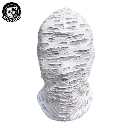 Musion Gothic Punk Distressed Ripped Face Mask Ftxo - Comfort Fit Windproof for Skiing Cycling Halloween Street Style