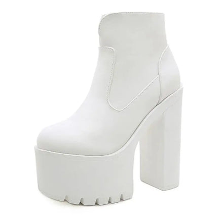 New sexy High heels Fashion Ankle Boots For Women High Heels Casual Cut-outs Buckle Round Toe Chain Thick Heels Platform Shoes