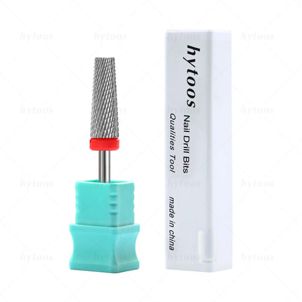 HYTOOS 5 in 1 Nail Drill Bits 16mm Flat Top Tapered Carbide Nail Bit Remove Gel Tool Electric Drills File Manicure Accessories