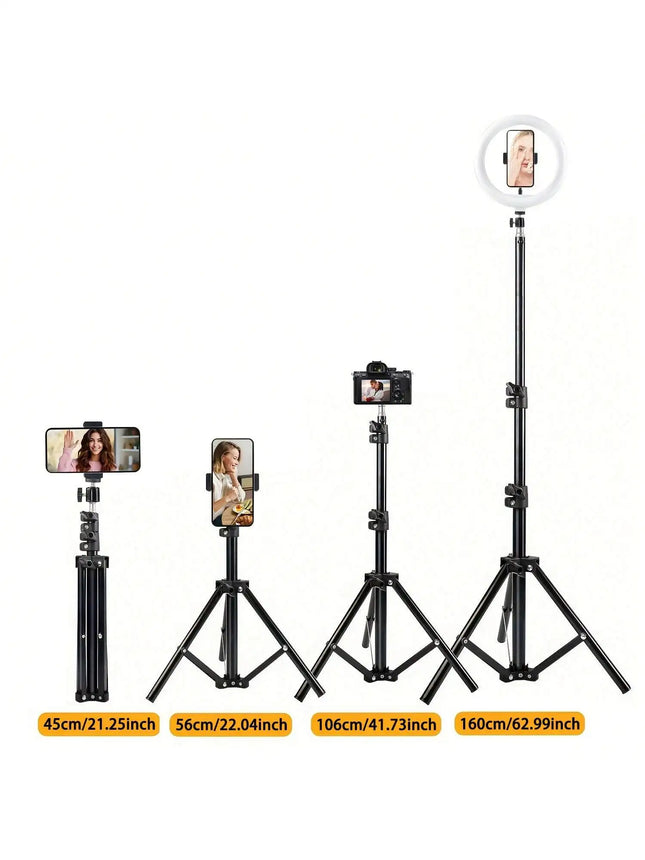 1 Stück 63 Zoll mit faltbarem Stativ und Handyhalterung Clip 160.02 cm Multifunktionales Stativ, Stativ für Handy und Kamera