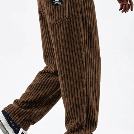 Men's New Fashion Solid Color Ribbed Casual Pants Comfortable Loose Versatile Trendy Minimalist High Quality Streetwear Trousers