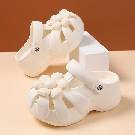 2026 New Women Platform Clogs with Flower Decor,EVA Thick Sole Wedge Sandals Non-slip Breathable Garden Shoes Summer Beach Shoes