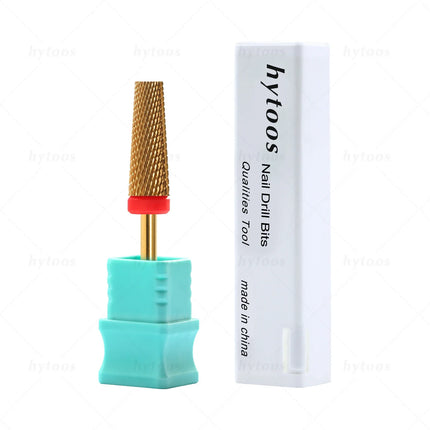 HYTOOS 5 in 1 Nail Drill Bits 16mm Flat Top Tapered Carbide Nail Bit Remove Gel Tool Electric Drills File Manicure Accessories