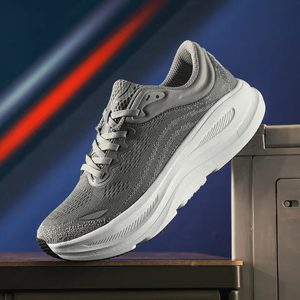 ArfaStep Men Women Gray Mesh Running Shoes Thick Cushioning Sole Breathable Sports Sneakers for Jogging Gym Training