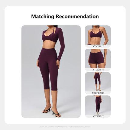 Hearuisavy Women's Sports Crop Top Long Sleeve Yoga Shirt Breathable Quick Dry Fitness Top Gym Pilates Dance Workout Wrap Tops