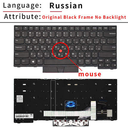 Spanish Russian Backlit Laptop Keyboard For Lenovo Thinkpad E480 E485 E490 E495 L380 L390 L490 L480 T490 T495 01YP280 01YP320
