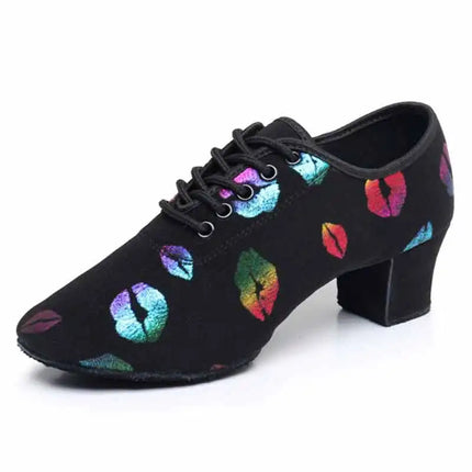 Women Latin Dance Shoes Suede Salsa Tango Ballroom Jazz Practice High Heels Comfortable Non Slip Performance Dance Sneakers