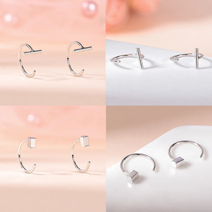 ZEMO 20G 2PCS 999 Sliver Hoop Earring Gold Plated Heart Round Ear Hoop Zircon Opening Huggies Piercings Girls Cute Circle Rings