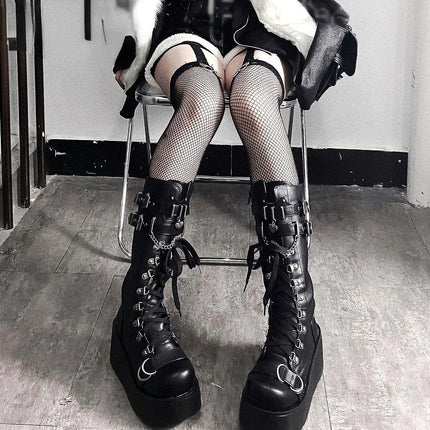 Brand New Ladies Goth Platform Ankle Boots Fashion Buckle Zip Rivet Punk Wedges High Heels Womens Boots Party Street Woman Shoes
