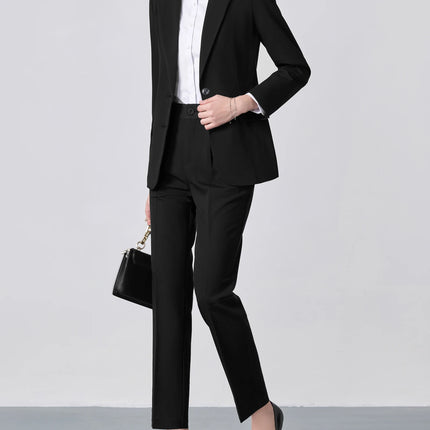 Single-Breasted Notch Lapel Suit Set: Slim-Fit Blazer & Formal Trousers, Minimalist Commuter Style with Elegant Sophistication