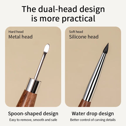 RSNAIL 1/2PCS Wooden Double Head Nail Art Brush Silicone Carving Pen Nail Supplies Carving Flower Painting Pen for Nail Art Tool