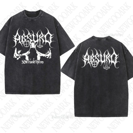 Black Metal Absurd Washed T Shirt Band Gothic Gift Mens Clothing Graphic Vintage Hip Hop T-shirt Streetwear Tees Short Sleeve