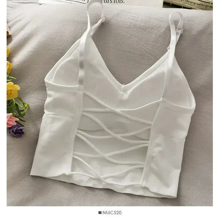 Womens Tops Sexy Tank Top Women Built In Bra Solid Color Camis for Women Crop Top Off Shoulder Sleeveless Camisole 2024 New