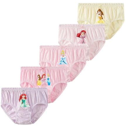 5-Piece Queen Princess Cartoon Panties For Girls Pure Cotton Girls Briefs Print Children's Triangle Underwear Comfortable Fit