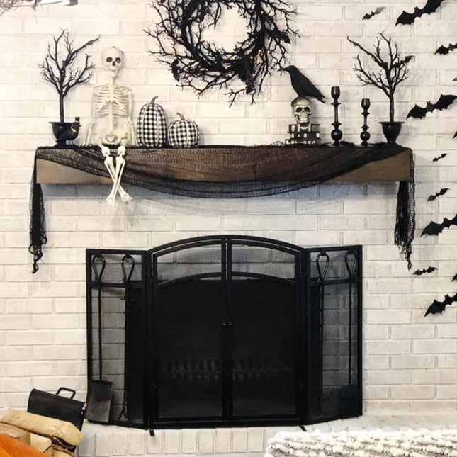 Black Halloween Gauze 72X186 Cm Creepy Cloth Black Netting Spider Web Decor Halloween Horror House Party Decoration