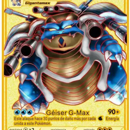 Pokemon English Metal Card Anime Pikachu Charizard Mewtwo Blastoise  Vmax Shiny Letters Game Collection Card Kids Toy Gifts