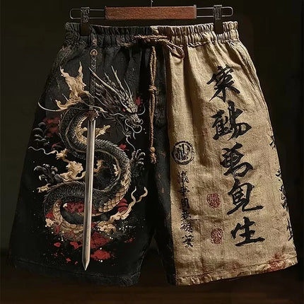 Men's Board Shorts Men Short Cartoon Samurai Cat Drink Animal 3d Hawaiian Beach Short Swim Trunk Swimsuit Sports Pant Boy Brief