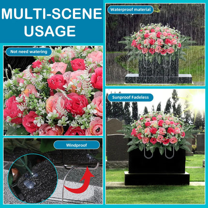 Cemetery Headstone Flower Saddle - artificial flowers for outdoor memorial (photo 3 of 12)