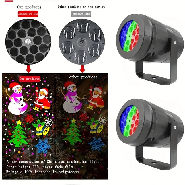 1pc Snowflake Christmas Night Projector Light, 16 Patterns Waterproof Rotating Christmas LED Stage - product image 2