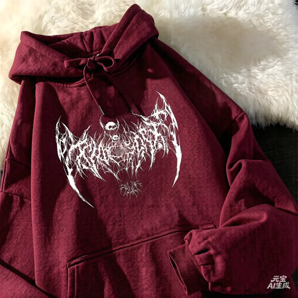 Unisex Skull Printed Hoodie Gothic Punk Style Long Sleeve Sweatshirt for Men Women Black Fashion Cool Hooded Pullover 2025