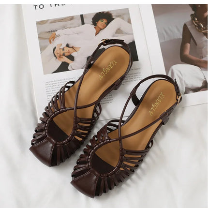 Women Flat Sandals Summer Narrow Band Roman Shoes Casual Plus Size Brand Designer Banquet Beach Gladiator Sandalias Zapato