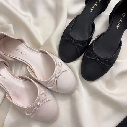 2026 New Style Fashion Mary Jane Shoes - Women's Hollow Inner Heighted Bowknot Low-cut Single Shoes