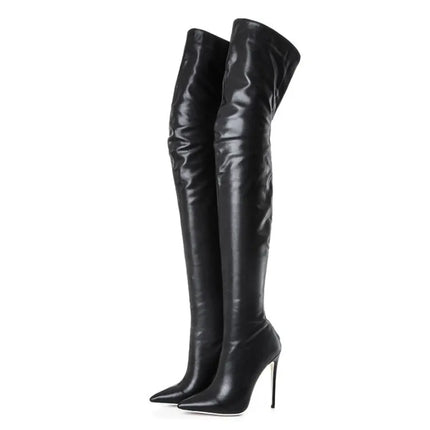 12CM Elastic Thigh Boots Sexy Stiletto High Heels Women Over-the-Knee Boots Pointed Toe Strippers Ladies Shoes Pole Dancing Boot