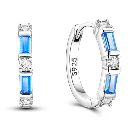 Orstarry 925 Sterling Silver Blue Zircon Starry Sky Earring Original Jewelry Hoop Earrings Women Jewelry Party Trendy Gifts