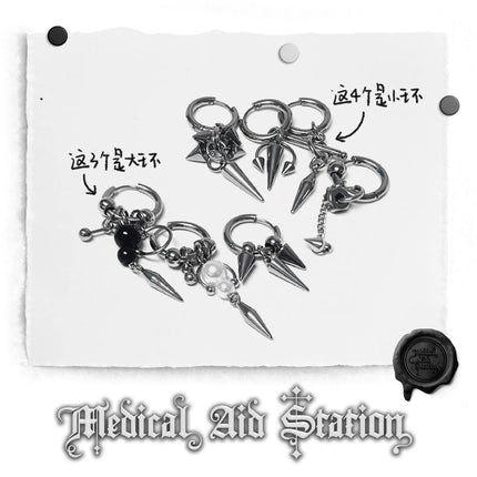 Y2K Spike Rivet Ball Pearl Hoop Earrings for Women Stainless Steel Punk Pointed Drop Earrings Gothic Jewelry Accessories
