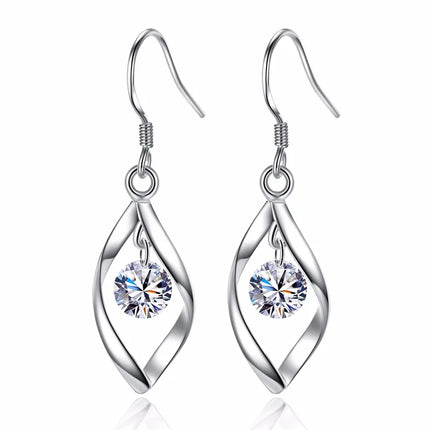 Luxury 925 Sterling Silver Diamond Teardrop Zirconia Earrings - Stylish Women's Wedding Party Jewelry Accessories