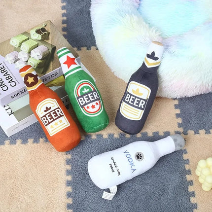 Squeaking Dog Toy Realistic Beer Bottle Shape Interactive Play Bite Resistant Wear Resistant Easy To Clean for Small Medium Dogs