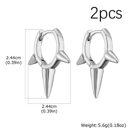 Creative Gothic Punk Rivet Heart Hoop Earrings, Stainless Steel Geometric Piercing Earrings, Unique Cool Jewelry for Party