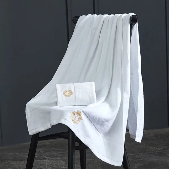 70x140cm Embroidered Cotton Towel Cover Oversized Bath Towel Blue White Bath Face Men Women Adult - product image 7
