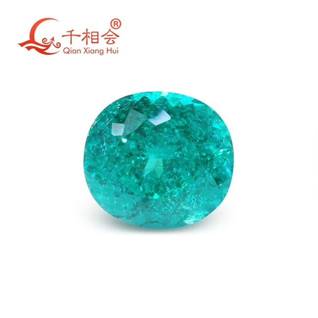 Oval Nest Cut Lab Grown Neon Green Paraiba Tourmaline Loose Gemstone Electric Teal Paraiba Color With - product image 5