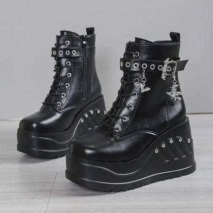 2026 Punk Goth Platform Heels Women's Boots Size 43 Fashion Casual Wedge Shoes Hot Sale New Arrivals for Women