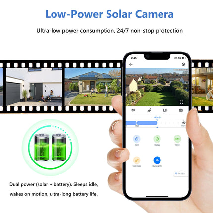 Wansview 2K Solar Security Camera Wireless Outdoor Surveillance with Motion Detection IP65 Waterproof Solar-Powered CCTV for Home Safety 2-Way Audio Color Night Vision