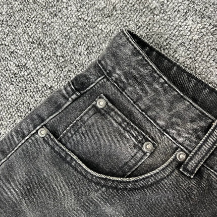 Real Photos Derschutze Jeans High Quality Pattern Embroidery Denim Trousers Retro Grey Street Men Women Pants