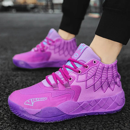 Men's Platform Sneakers Anti-Slip Thick Sole High Top Lace-up Running Basketball Shoes Knitted Fabric Sports Shoes Male Trainers