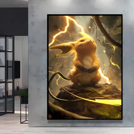 Japanese Anime Canvas Paintings Pokemon Pikachu Poster Cartoon Character Picture Bright and Clear Colors High Quality Home Decor