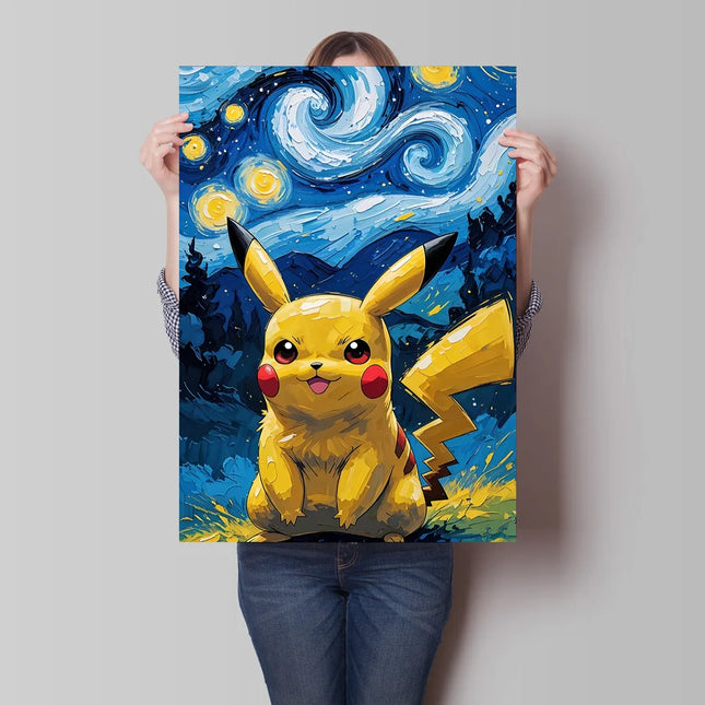 Van-Gogh-Stil Pokémon Pikachu Wanddekoration – Mehrere Charaktere erhältlich, um einen einzigartigen künstlerischen Raum für Ihr Zuhause zu schaffen